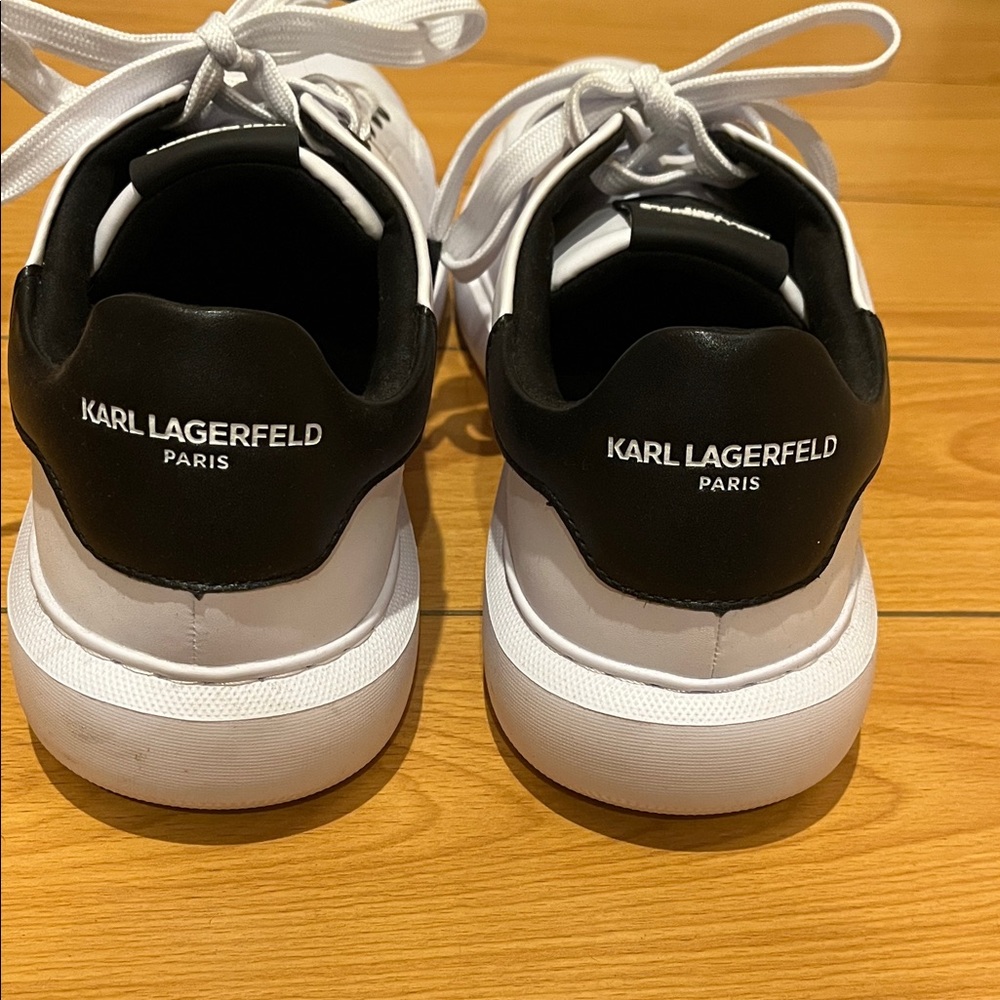 Karl Lagerfeld Black & White Leather Low-Top Sneakers
